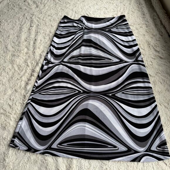 Charlotte Russe vintage Y2K 90s psychedelic op art print midi skirt patterned M - Picture 10 of 15